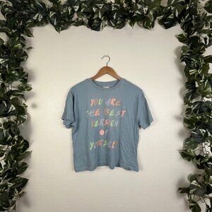 Modish Rebel Graphic Talking Short Sleeve Shirt Blue Women’s Size S
